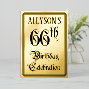 66ste verjaardagsfeest — Elegant Schrift + Aangepa Folie Uitnodiging
