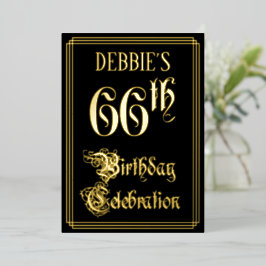 66ste verjaardagsfeest — Fancy Script & Aangepaste Folie Uitnodiging