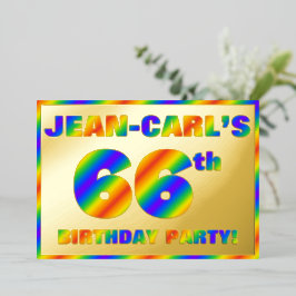 66ste verjaardagsfeest — Leuke, regenboog spectrum Folie Uitnodiging