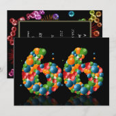 66ste verjaardagsfeest, met bubbels en ballen kaart (Voorkant / Achterkant)