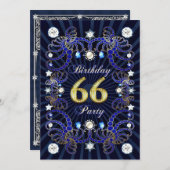 66ste verjaardagsfeest met juwelenmassa's kaart (Voorkant / Achterkant)