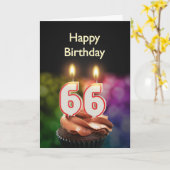 66ste verjaardagskaart met kaarsen kaart (Gele Bloem)