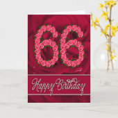 66ste verjaardagskaart met rozen en bladeren kaart (Gele Bloem)