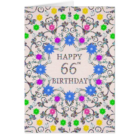66th Birthday Abstract Flowers (Voorkant)