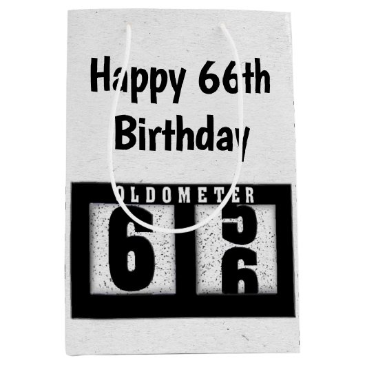 66th Birthday Black Odometer Medium Cadeauzakje (Voorkant)