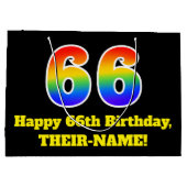 66th Birthday ~ Fun, kleurrijk, levendig, regenboo Groot Cadeauzakje (Achterkant)