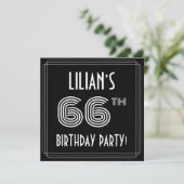 66th Birthday Party: Art Deco Style w/ Custom Name Kaart (Staand voorkant)