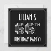 66th Birthday Party: Art Deco Style w/ Custom Name Kaart (Voorkant)