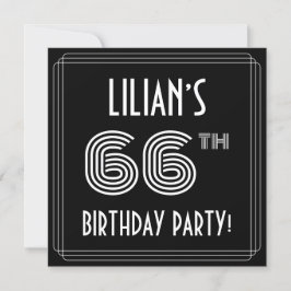 66th Birthday Party: Art Deco Style w/ Custom Name Kaart