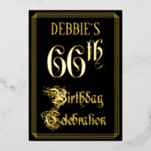 66th Birthday Party — Fancy script & aangepaste na Folie Uitnodiging (Voorkant)