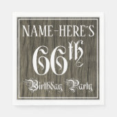 66th Birthday Party — Fancy script, Faux Wood Kijk Servet (Voorkant)