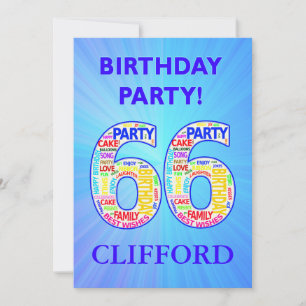 66th Birthday Party Invitation Voeg een naam toe Kaart