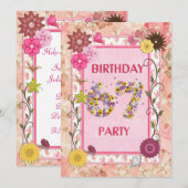 670ste verjaardagsfeestje met bloemenfeest lijst kaart (Voorkant / Achterkant)