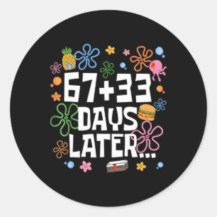 67+33 dagen later 100 dagen school leraar zes zeve ronde sticker
