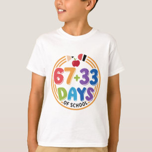 67 + 33 dagen school Kleurrijk leuk klaslokaal. T-shirt