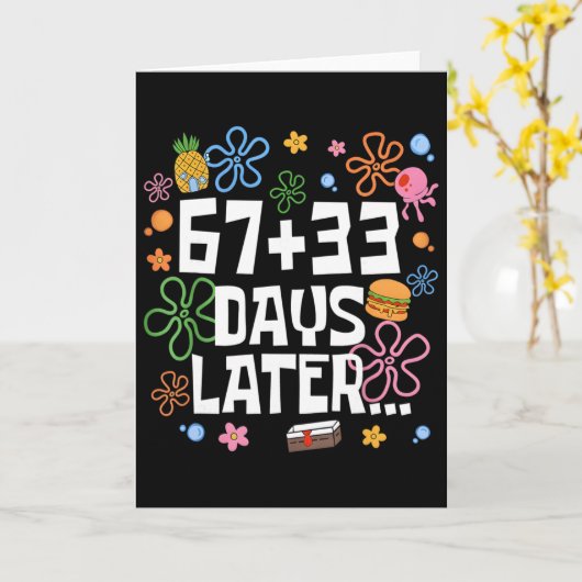 67+33 Days Later 100 Days Of School Teacher Six Se Kaart (Gele Bloem)