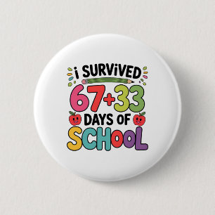 67+33 School Wiskunde Vergelijking Grappig 100ste Ronde Button 5,7 Cm