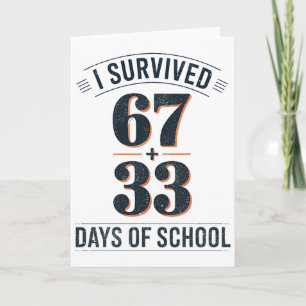 67+33 School Wiskunde Vergelijking Retro 100ste Da Kaart