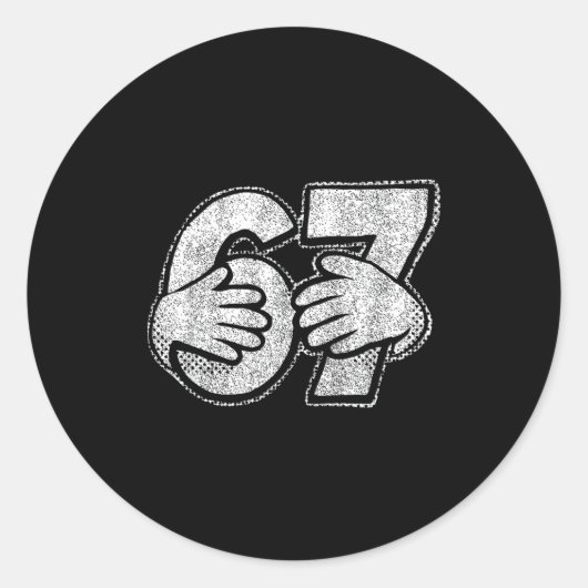 67 6 7 Hands Comic Style Ronde Sticker (Voorkant)
