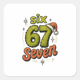 67, 6-7 meme, 6 7 funny, 67 christmas vierkante sticker