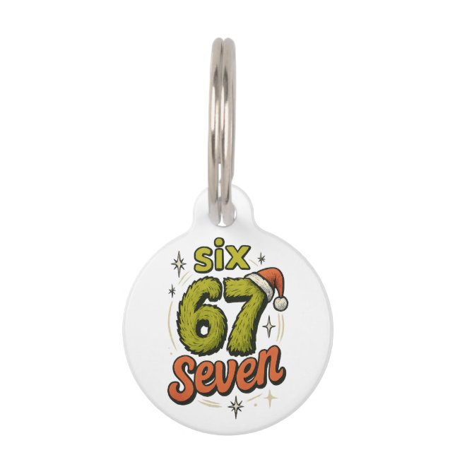 67, 6-7 meme, 6 7 grappig, 67 kerst huisdierpenning (Voorkant)