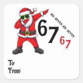 67 6 7 Six Seven Meme Santa Dubbing Christmas Vierkante Sticker (Voorkant)