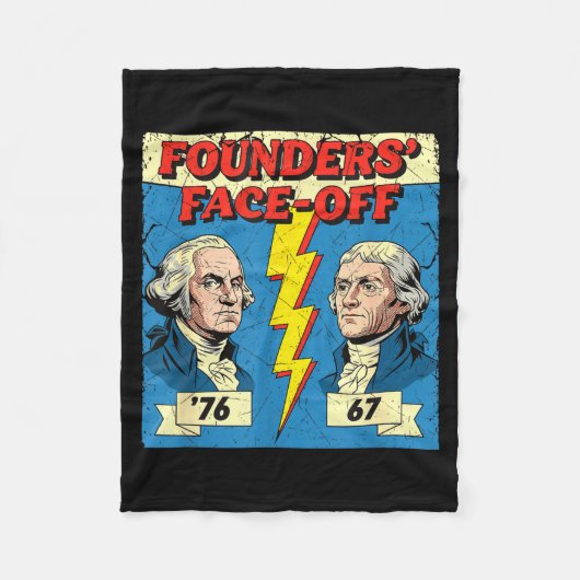 67 76 George Washington Thomas Jefferson Geschiede Fleece Deken (Voorkant)
