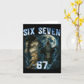 67 Alpha Wolf Meme Funny Graphic Tee Six Seven Hum Kaart (Gele Bloem)