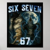 67 Alpha Wolf Meme Funny Graphic Tee Six Seven Hum Poster (Voorkant)
