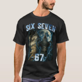 67 Alpha Wolf Meme Funny Graphic Tee Six Seven Hum T-shirt (Voorkant)