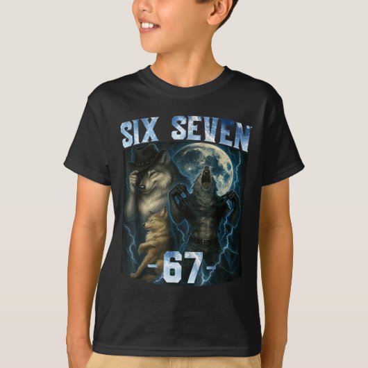 67 Alpha Wolf Meme Grappig Grafisch T-shirt Six Se (Voorkant)