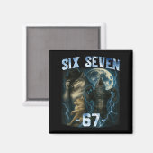 67 Alpha Wolf Meme Grappig Grafisch T-shirt Six Se Magneet (Voorkant / Achterkant)