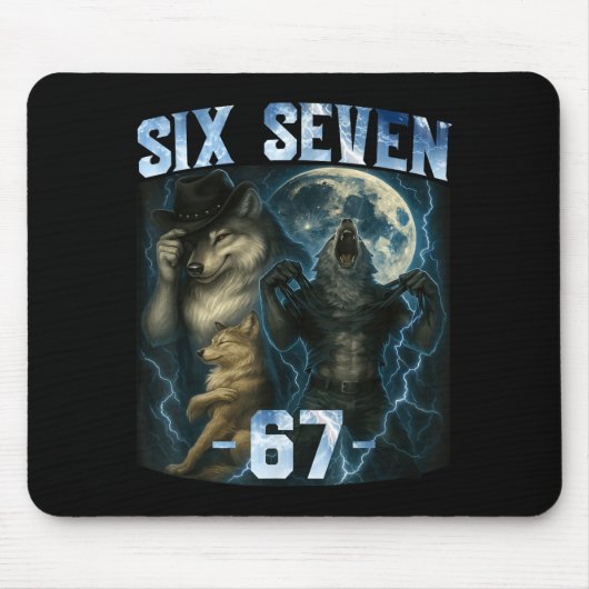 67 Alpha Wolf Meme Grappig Grafisch T-shirt Six Se Muismat (Voorkant)