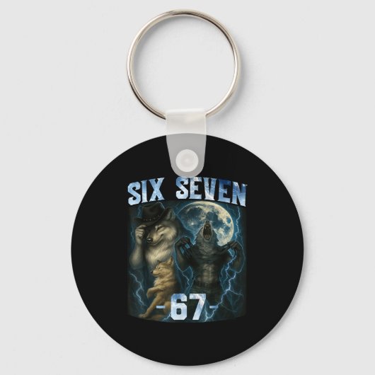 67 Alpha Wolf Meme Grappig Grafisch T-shirt Six Se Sleutelhanger (Voorkant)