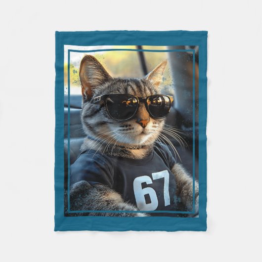 67 And Still Cool Funny Birthday Meme Cat  Fleece Deken (Voorkant)