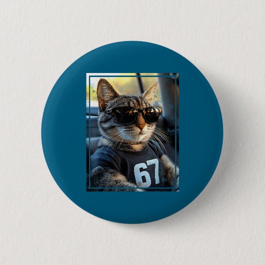 67 And Still Cool Funny Birthday Meme Cat  Ronde Button 5,7 Cm (Voorkant)