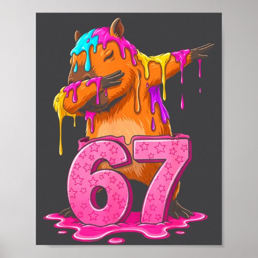 67 Animals Funny 67 Brainrot Youth Kids Capybara 6 Poster (Voorkant)