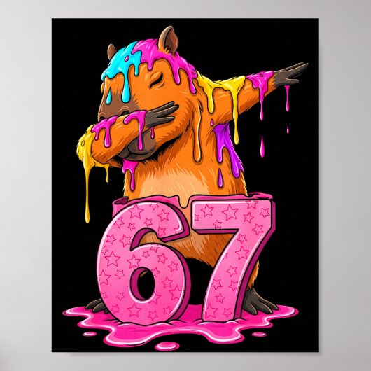 67 Animals Funny 67 Brainrot Youth Kids Capybara 6 Poster (Voorkant)