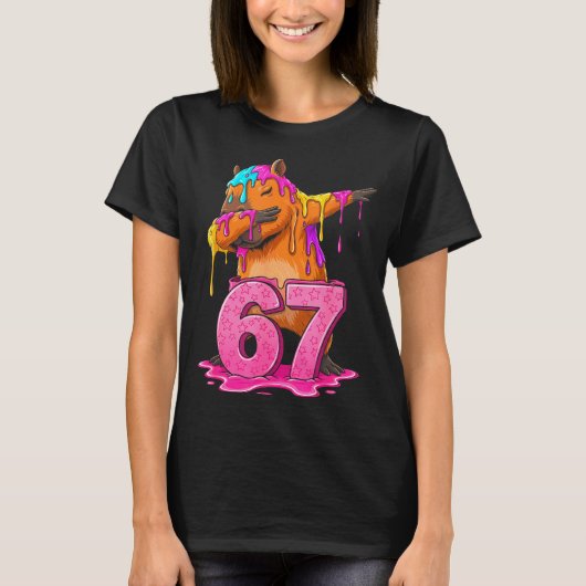 67 Animals Funny 67 Brainrot Youth Kids Capybara 6 T-shirt (Voorkant)