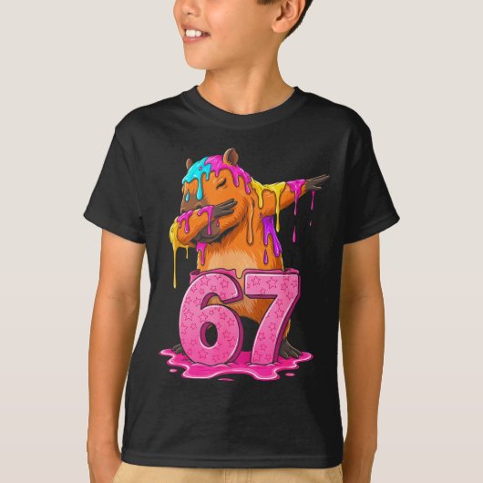67 Animals Funny 67 Brainrot Youth Kids Capybara 6 T-shirt (Voorkant)