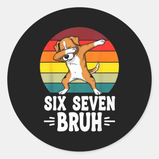 67 Animals Funny 67 Brainrot Youth Kids Dog 67  Ronde Sticker (Voorkant)