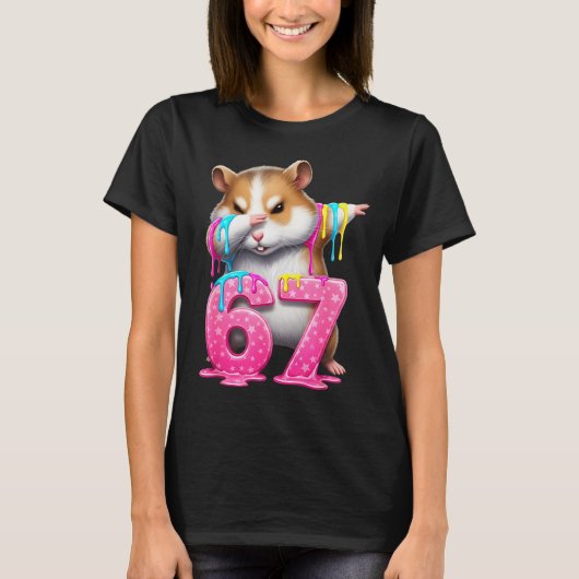 67 Animals Funny 67 Brainrot Youth Kids Hamster 67 T-shirt (Voorkant)