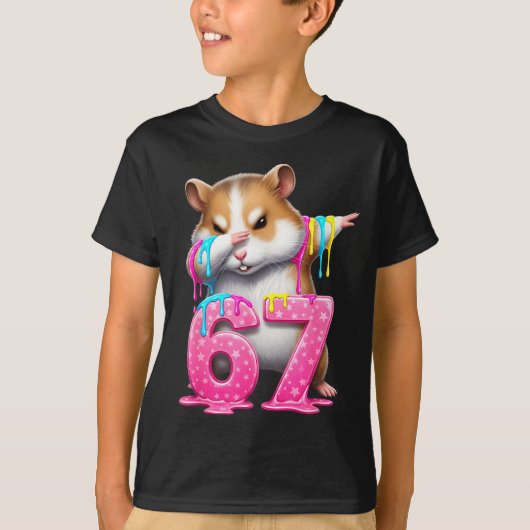 67 Animals Funny 67 Brainrot Youth Kids Hamster 67 T-shirt (Voorkant)