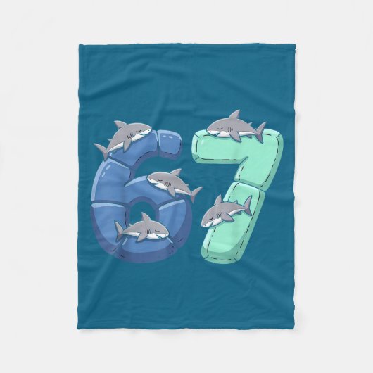 67 Animals Funny 67 Brainrot Youth Kids Shark 67  Fleece Deken (Voorkant)