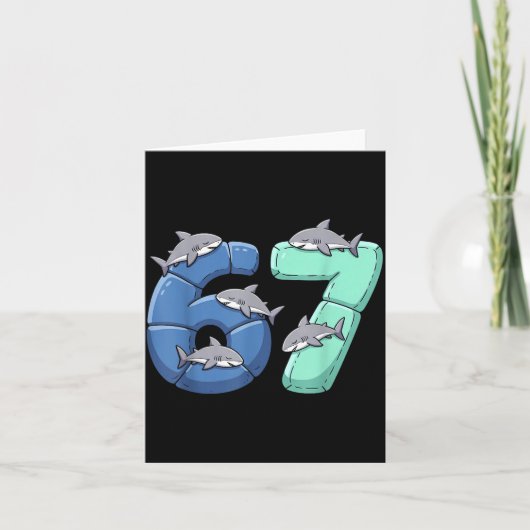 67 Animals Funny 67 Brainrot Youth Kids Shark 67  Kaart (Voorkant)