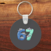 67 Animals Funny 67 Brainrot Youth Kids Shark 67  Sleutelhanger (Voorkant)