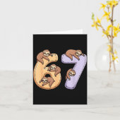 67 Animals Funny 67 Brainrot Youth Kids Sloth 67  Kaart (Gele Bloem)