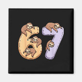 67 Animals Funny 67 Brainrot Youth Kids Sloth 67  Magneet (Voorkant)