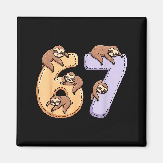67 Animals Funny 67 Brainrot Youth Kids Sloth 67  Magneet (Voorkant)
