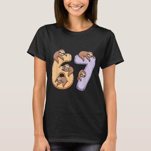 67 Animals Funny 67 Brainrot Youth Kids Sloth 67  T-shirt (Voorkant)